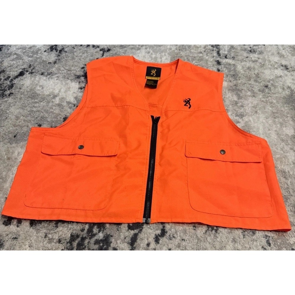 Browning Safety Shooting Hunting Vest Blaze Orange Mens Sz Large